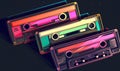 Illustrated colorful cassette tape pattern design Creating using generative AI