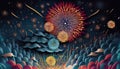 illustrated colorful fireworks