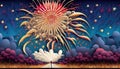 illustrated colorful fireworks