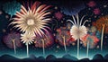 illustrated colorful fireworks