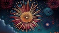 illustrated colorful fireworks