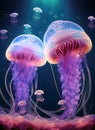 illustrated colorful jellyfish