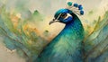 illustrated colorful peacock