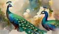 illustrated colorful peacock