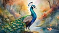 illustrated colorful peacock