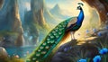 illustrated colorful peacock