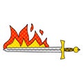 comic book style quirky cartoon flaming sword