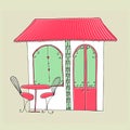 Illustrated cute street cafe
