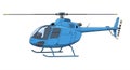 Illustrated depiction of a blue helicopter with a streamlined body. Features include a Royalty Free Stock Photo