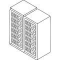 Illustrated depiction of a dual rackmounted server or network device with organized front panel ports Royalty Free Stock Photo