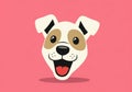 Illustrated dog face with a happy expression against a solid pink Royalty Free Stock Photo