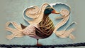 illustrated duck on a rope Royalty Free Stock Photo