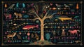 Illustrated Evolutionary Tree of Life, A Visual Journey Through Time Royalty Free Stock Photo