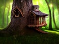 Illustrated Fantasy tree house Royalty Free Stock Photo