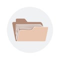 Illustrated file folder with documents inside in a neutral color palette. Concept of organization Royalty Free Stock Photo