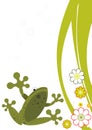 Illustrated frog and flowers