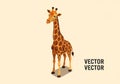 Illustrated giraffe in vector style, standing against a plain, light beige background. The Royalty Free Stock Photo
