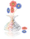 Illustrated glass flower vase