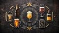 An illustrated guide to beer styles from lager to stout and beyond. Generative AI Royalty Free Stock Photo