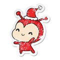 Hand Drawn Christmas Distressed Sticker Cartoon Of Kawaii Lady Bug