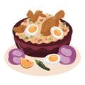 Illustrated hand drawn delicious chicken biryani illustration Vector