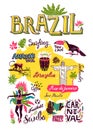 Illustrated hand-drawn typographic poster about Brazil.