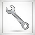 An illustrated image of an open-end wrench with a metallic appearance. The tool Royalty Free Stock Photo