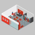 Illustrated isometric interior of bank Vector illustration Royalty Free Stock Photo