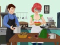 Man and Woman in a Kitchen Preparing a Meal Royalty Free Stock Photo