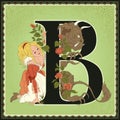 Children book cartoon fairytale alphabet. Letter B. Beauty and the Beast by Jeanne-Marie Leprince de Beaumont Royalty Free Stock Photo