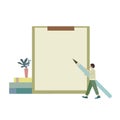 Illustrated man with blank paper clipboard Royalty Free Stock Photo