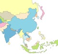 Illustrated Map of Asia Royalty Free Stock Photo