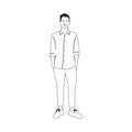 Illustrated mature man with casual wear