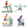 Illustrated men and women exercising