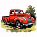 Illustrated Old Truck Artistic Style Royalty Free Stock Photo