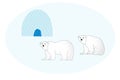 Illustrated polar bears with igloo