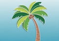Illustrated palm tree with stylized design against a gradient blue background Royalty Free Stock Photo