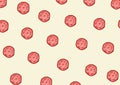 Illustrated patterns background of sliced red tomatoes, pattern background