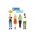 Illustrated people with social network