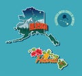 Illustrated pictorial map of Alaska and Hawaii Royalty Free Stock Photo