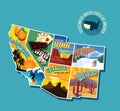 Illustrated pictorial map of Southwest United States. Royalty Free Stock Photo