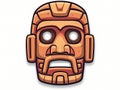 An Illustrated Piece Of Mayan Artwork, A Cartoon Of A Mask