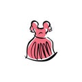 Illustrated pink dress, hand drawn vector clothing.