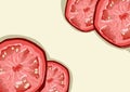 Illustrated red tomatoe slices background