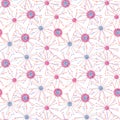 Illustrated seamless pattern with snowflakes on white background