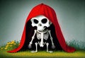 Skeleton in Red Hood created with Generative AI