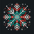 Christmas snowflake in vibrant colours. Crafted snow flake drawing. Royalty Free Stock Photo