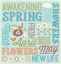 Illustrated Spring word collage design