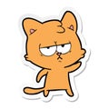 sticker of a bored cartoon cat