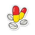 sticker of a cartoon pills